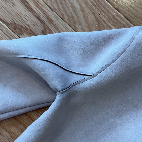 Zara Basic NWOT Blush Pink Biker Jacket zippers belt medium faux suede boho - Picture 10 of 11